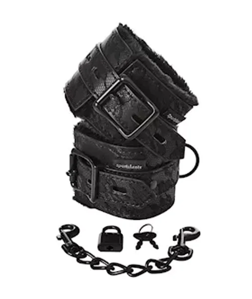 Sportsheets Lace Fur Lines Hand Cuffs - Black — image 4 of 4