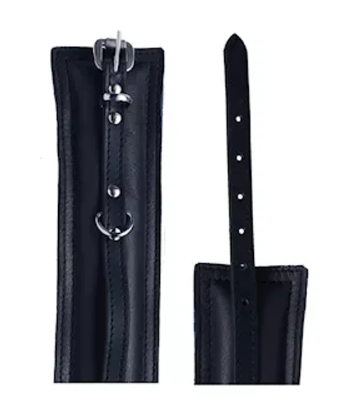 Bound X Padded Cuffs And Collar Set With Thin Strap - Black — image 11 of 14