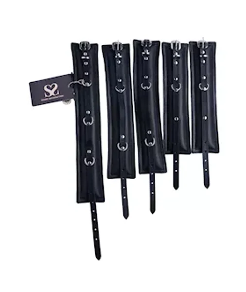 Bound X Padded Cuffs And Collar Set With Thin Strap - Black — image 10 of 14