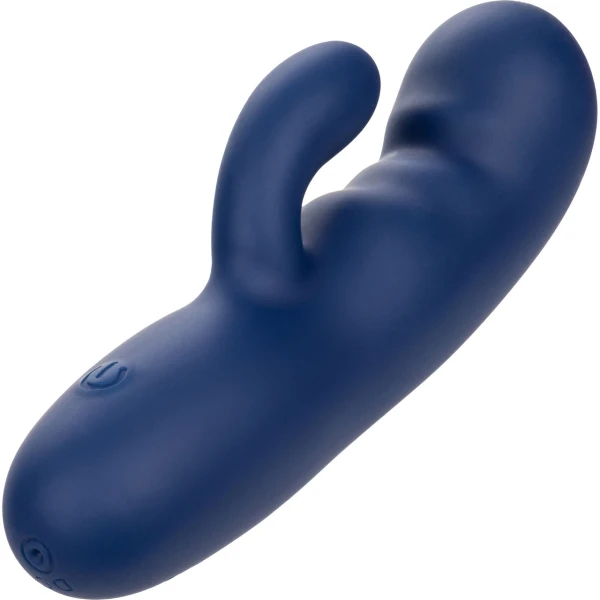 Cashmere Silk Duo Rechargeable Waterproof Silicone Rabbit Vibrator By CalExotics - Blue