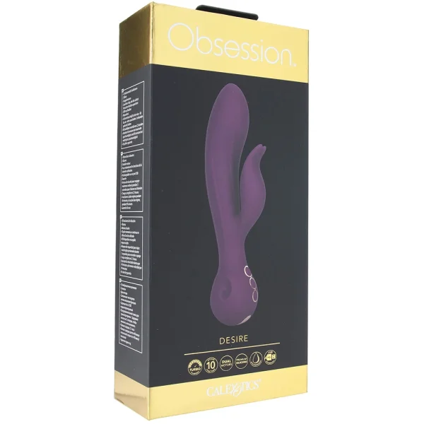 Obsession Desire Rechargeable Waterproof Silicone Rabbit Vibrator By CalExotics - Purple