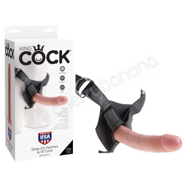 King Cock Flesh Strap-on Harness With 8'' Cock