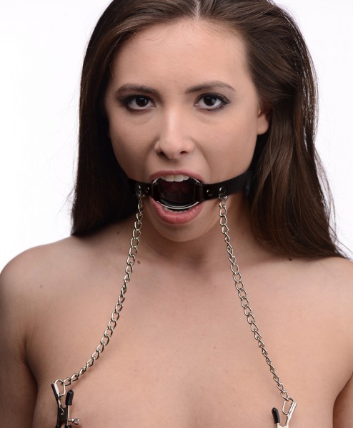 O-Ring Mouth Gag + Nipple Clamps