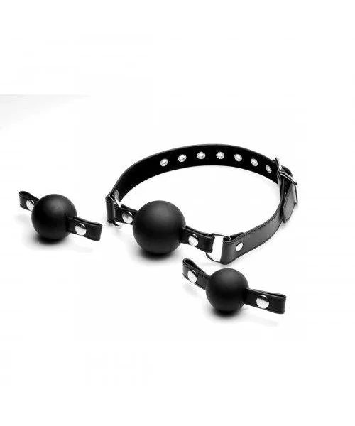 Strict Interchangeable Silicone Ball Gag Set Black