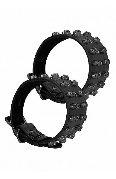 Ouch! Skulls & Bones Ankle Cuffs With Skulls Black
