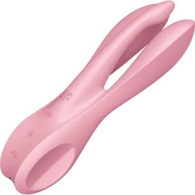 Satisfyer Threesome 1 Rechargeable Waterproof 12 Function Dual Stimulation Vibrator Pink