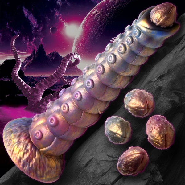 Deep Invader Tentacle 11.5" Silicone Ovipositor Dildo With Eggs By Creature Cocks