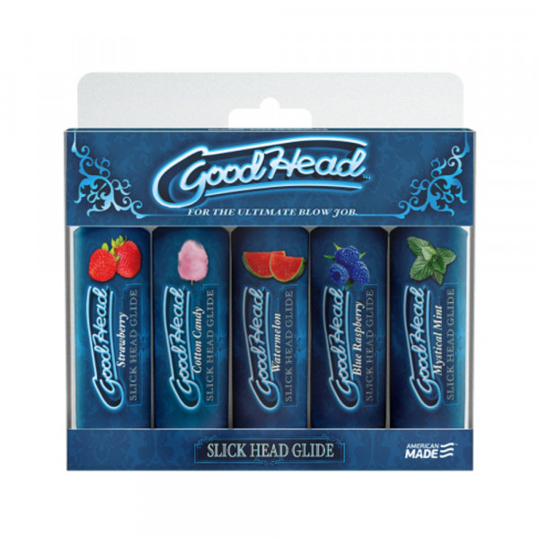 Goodhead - Slick Head Glide - 5 Pack - 1 Fl. Oz Strawberry, Cotton Candy, Watermelon, Blue Raspberr