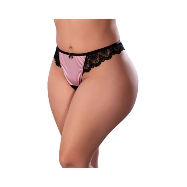 Women's Lingerie: Magic Silk Sensual Desires Crotchless Thong Mauve Queen Size