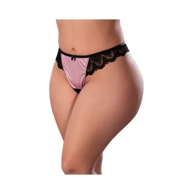Women s Lingerie Magic Silk Sensual Desires Crotchless Thong Mauve Queen Size