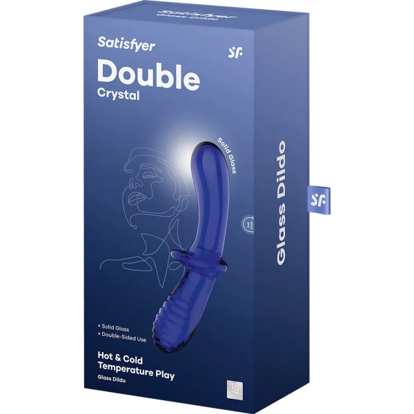 Satisfyer 7.75" Double Crystal Double-Sided Glass Dildo - Blue