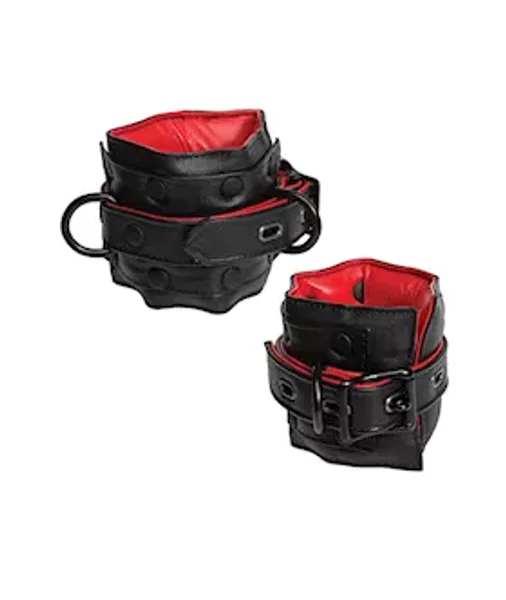 Kink Leather Submissive Accessories Ankle Restraints - Black — image 4 of 4