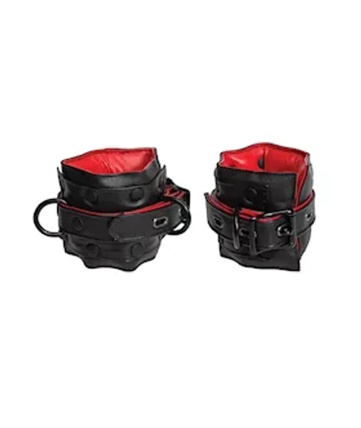 Kink Leather Submissive Accessories Ankle Restraints - Black — image 3 of 4