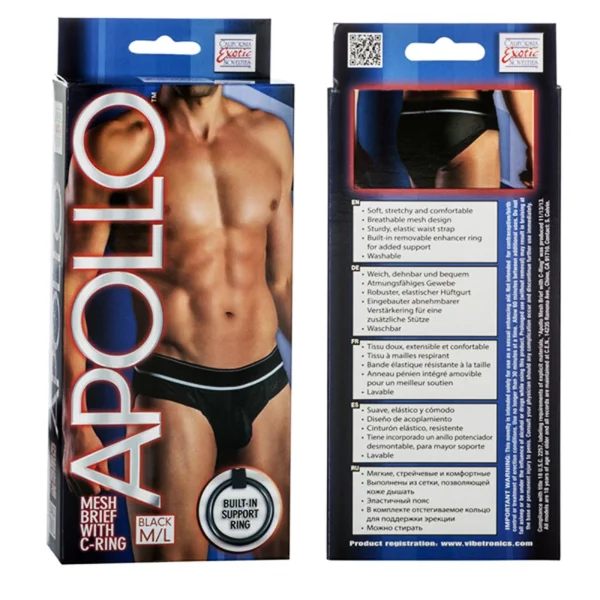 California Exotic Apollo Mesh Brief with C-Ring - M/L - Black