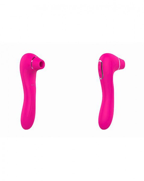 Double Ended Vibrating Dildo And Clitoral Sucker - Pink