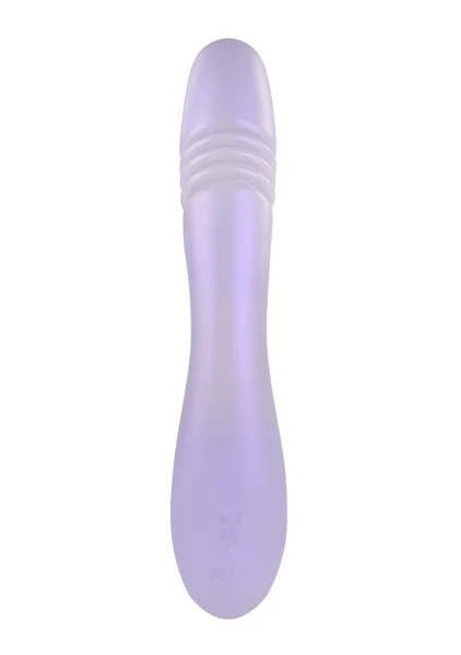 Playboy Pleasure Bumping Bunny Warming Rechargeable Silicone Thrusting Rabbit Vibrator - Lavender
