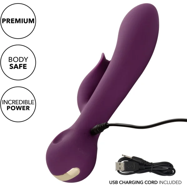 Obsession Desire Rechargeable Waterproof Silicone Rabbit Vibrator By CalExotics - Purple
