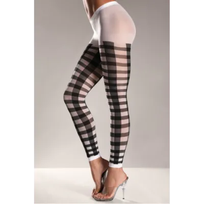 BeWicked Lattice Work Pattern Blk Wht Pantyhose