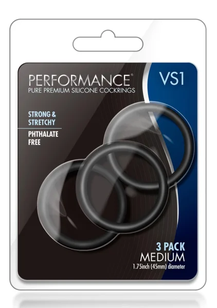 Performance - Vs1 Pure Premium Silicone Cockrings  - Medium - Indigo