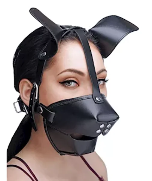 Pup Puppy Play Hood And Breathable Ball Gag - Black - O/s — image 5 of 8