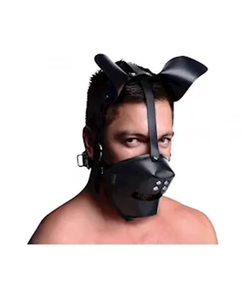 Pup Puppy Play Hood And Breathable Ball Gag - Black - O/s — image 6 of 8