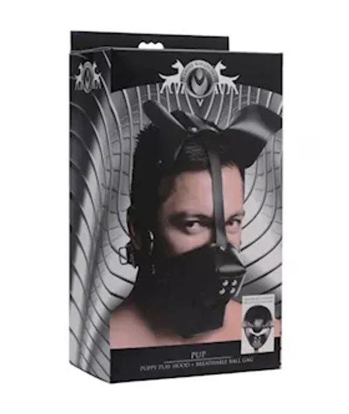 Pup Puppy Play Hood And Breathable Ball Gag - Black - O/s — image 8 of 8