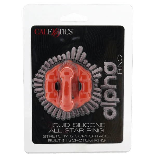 Alpha Liquid Silicone All Star Cock & Balls Ring By CalExotics - Orange