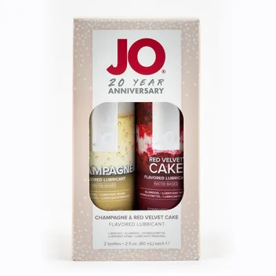 Jo 20th Anniversary Gift Set Champagne and Red Velvet Cake Water Based Lubricant