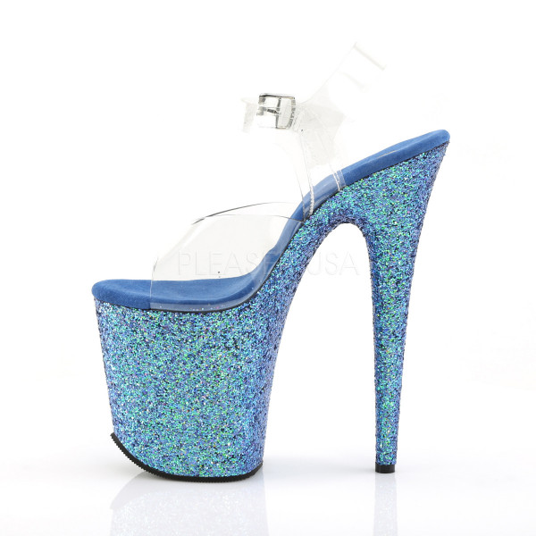 8 inches Heel, 4 inches PF Ankle Strap Sandal W/Holographic Glitter Cov — image 7 of 12