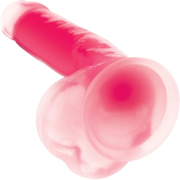 Lollicock Glow In The Dark 8.2" Silicone Suction Cup Dildo With Balls - Pink