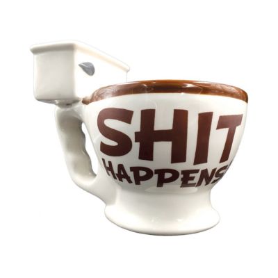 Shit Happens Toilet Bowl Shape Coffee Mug Boxed