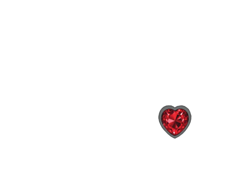 Cheeky Charms - Gunmetal Metal Butt Plug - Heart - Dark Red - Medium