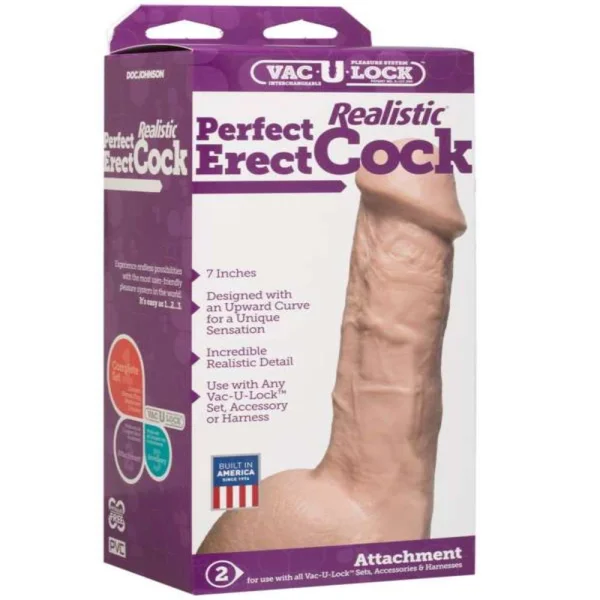 Vac-U-Lock 7" Realistic Perfect Erect Cock - Beige