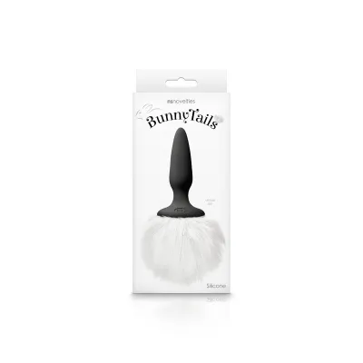 NS Novelties Bunny Tails Mini Black Plug with White Fur