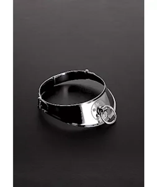 Locking Men's Collar With Ring - Silver -  Medium — image 3 of 4