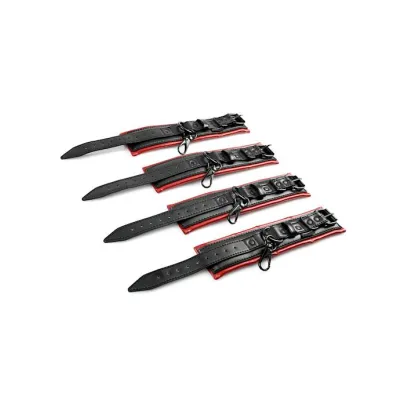 Saffron Hog Tie And Cuff Set Black Red