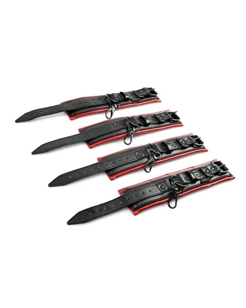 Saffron Hog Tie And Cuff Set - Black / Red
