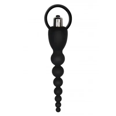 Vibrating Silicone Anal Beads Black
