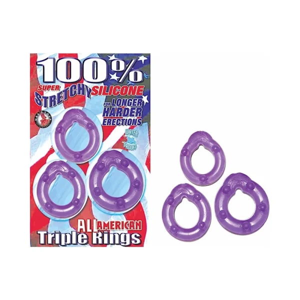 All American Triple Rings (clear/purple)
