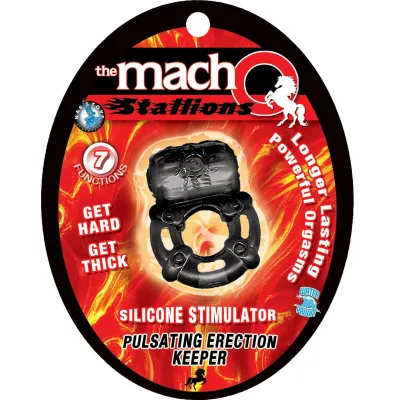 The Macho Stallions Pulsating Erection Keeper Black