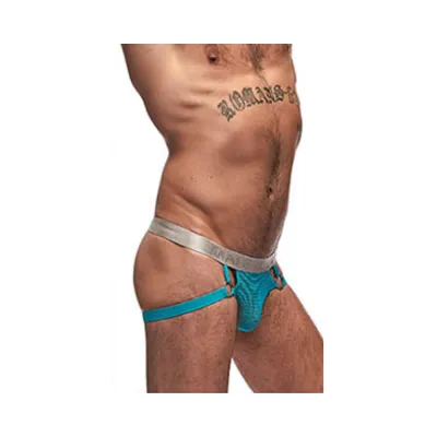 Male Power Mesh Rib Jock Ring Seafoam L xl