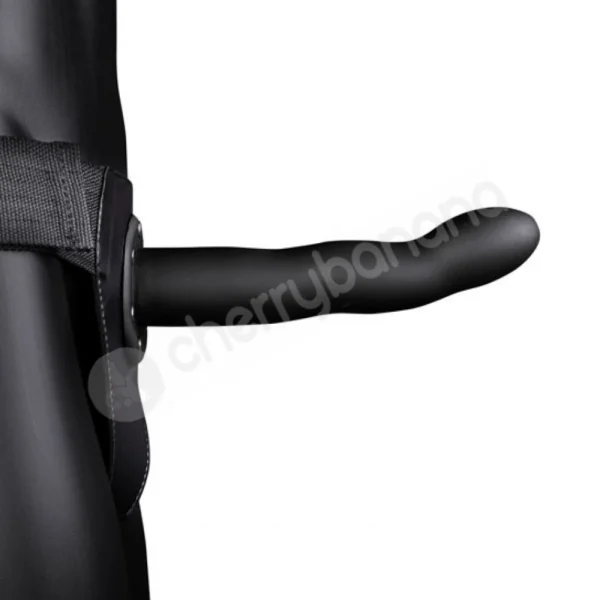 Ouch! Smooth Black 8" Curved Hollow Strap-On Adjustable Set