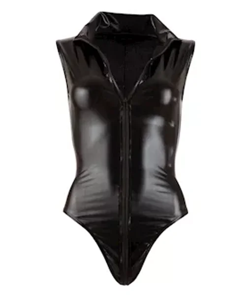 Wetlook Bodysuit With Zip - Black - Small — image 4 of 5