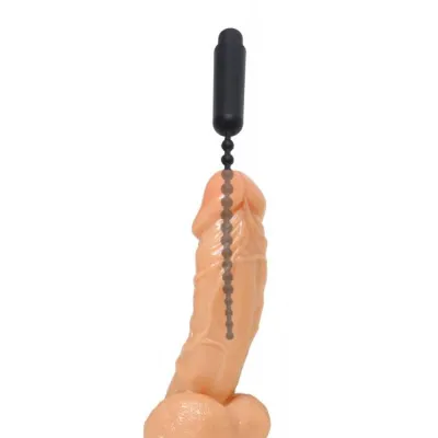 Dark Rod Vibrating Beaded Silicone Sound Black
