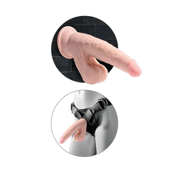 King Cock Plus 7" Triple Density Cock With Swinging Balls & Suction Cup Base - Vanilla