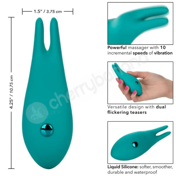 Calexotics Pixies Bunny Teal Curved Clit Stimulating Vibrator