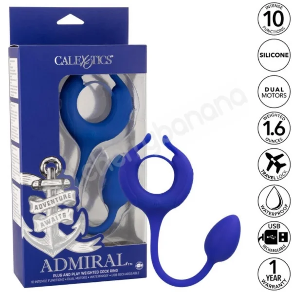 Admiral Plug & Play Weighted Cock Ring With Butt Plug