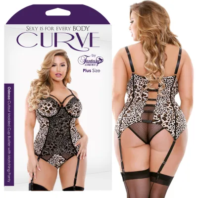 Curve Odessa Bustier w Panty Leop 3X 4X