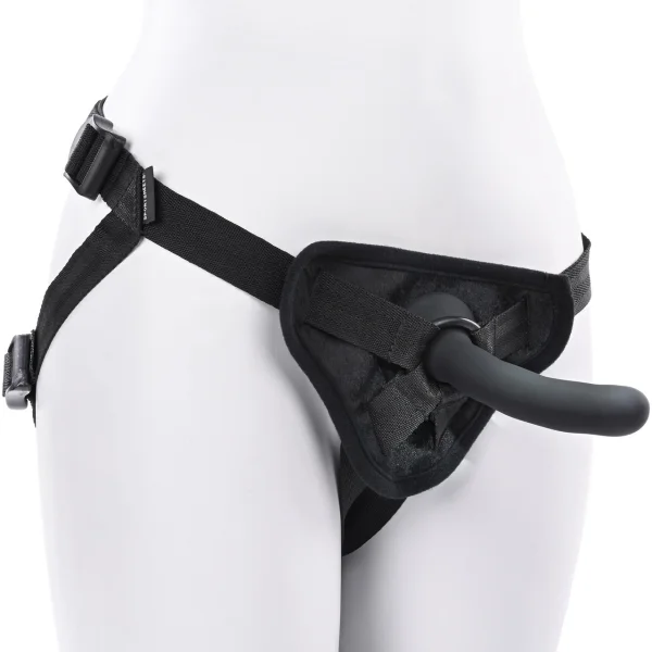 Please  5.25" Silicone Harness Compatible Dildo By Sportsheets - Black