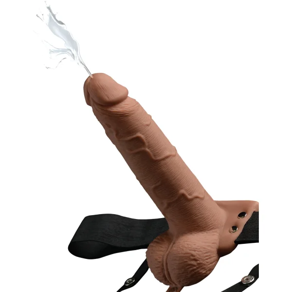 7.5" Squirting Hollow Strap-On With Balls